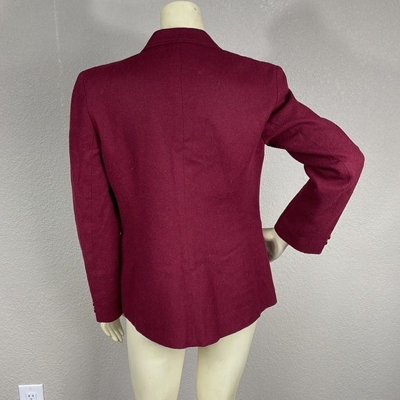 Oscar De La Renta Red Wine Wool Blend Blazer Boss Career Holiday Vintage Sz 10 - Picture 3 of 13